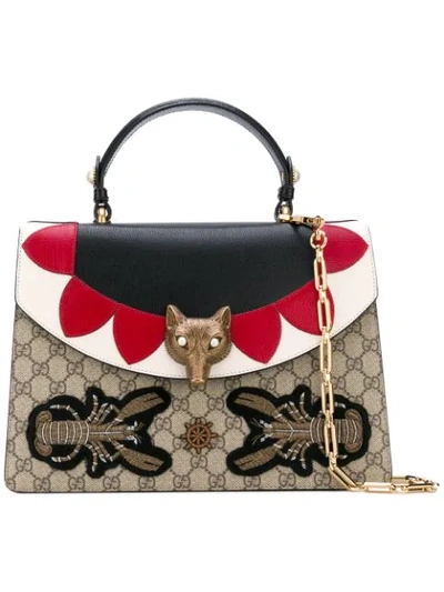 Shop Gucci Fox Head Shoulder Bag In Black