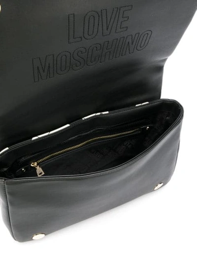 Shop Love Moschino 'love' Schultertasche In Black