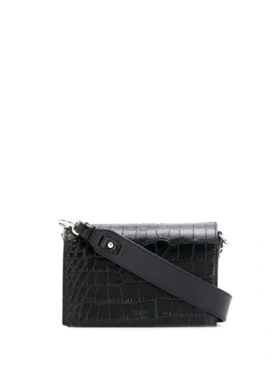 Shop Tod's Crossbody Croc Effect Mini Bag In Black