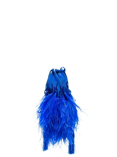 Shop Attico Mini Beaded Pouch Bag In Blue