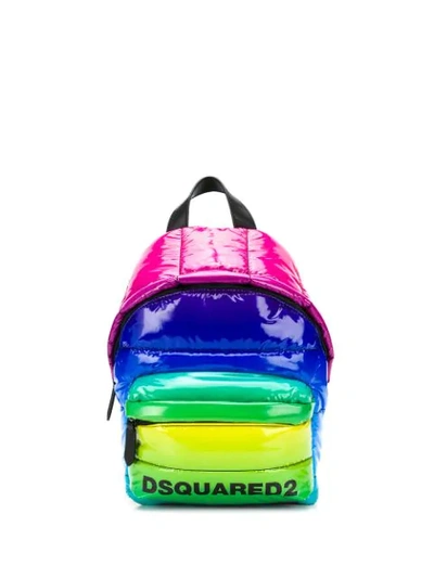 Shop Dsquared2 Rainbow Quilted Backpack In Blue