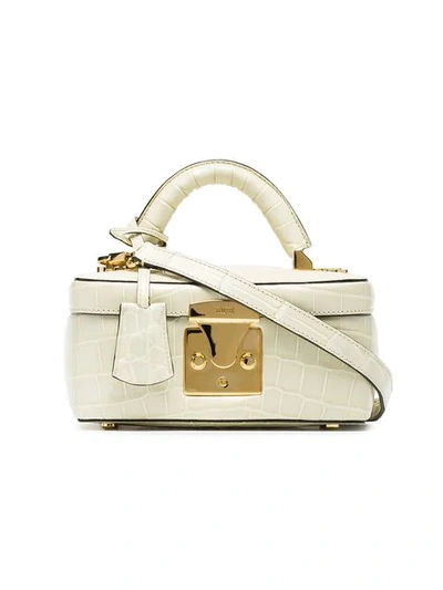 Shop Stalvey Ivory Beauty Case 1.7 Crocodile Leather Bag In Nude & Neutrals