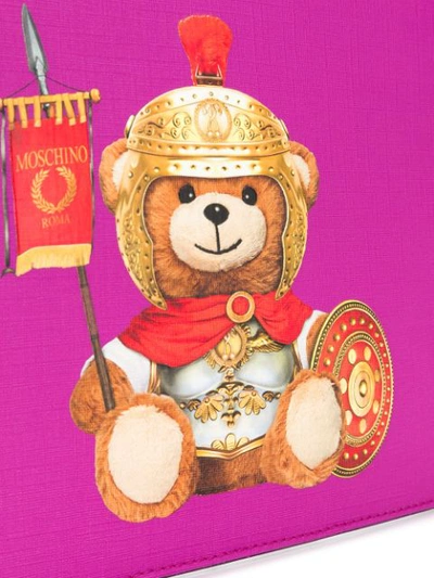 Shop Moschino Teddy Bear Logo Clutch Bag In 1219 Fucsia