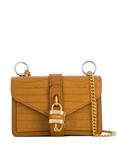 Shop Chloé Aby Chain Shoulder Bag In Brown