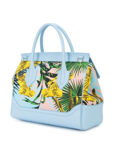 Shop Versace Printed Palazzo Medusa Tote In Blue