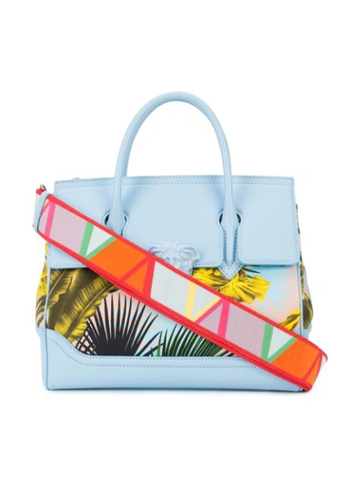 Shop Versace Printed Palazzo Medusa Tote In Blue
