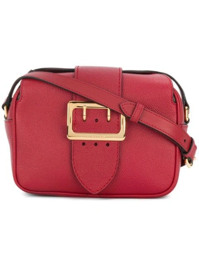 Shop Burberry The Small Buckle Crossbody Bag In Leather - Red