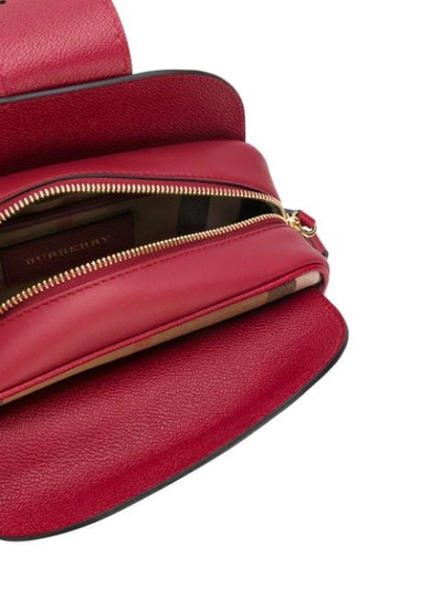 Shop Burberry The Small Buckle Crossbody Bag In Leather - Red