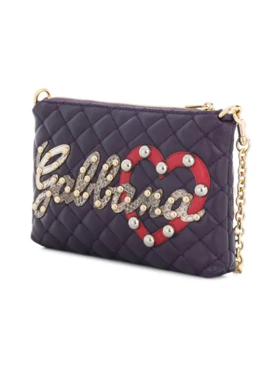 Shop Dolce & Gabbana Mini Quilted Shoulder Bag With Patch Appliqués In Purple
