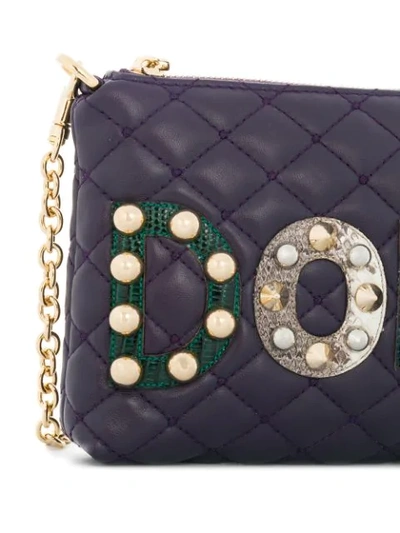 Shop Dolce & Gabbana Mini Quilted Shoulder Bag With Patch Appliqués In Purple