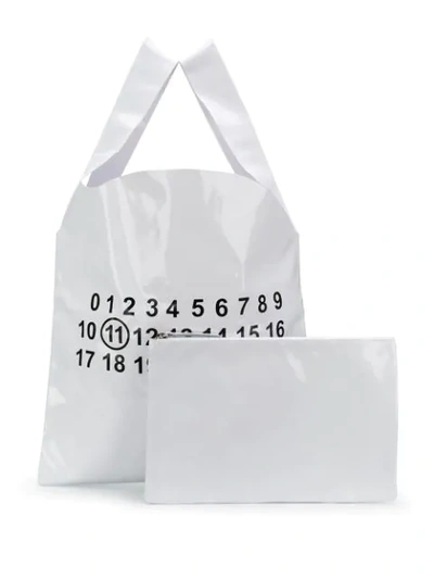 Shop Maison Margiela Shopper Mit Nummern-print In White