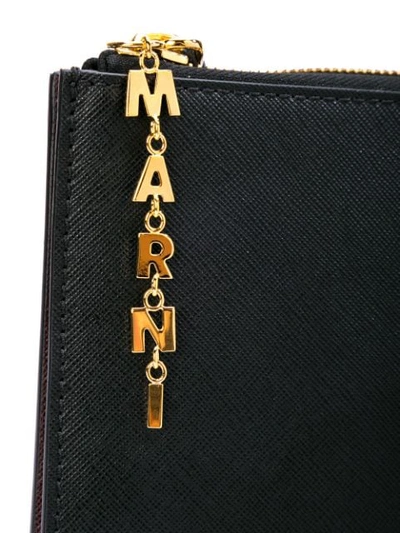 Shop Marni Logo Embellished Two Tone Clutch In Black Wine