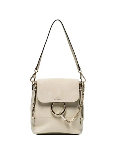 Shop Chloé Off White Faye Medium Leather Backpack