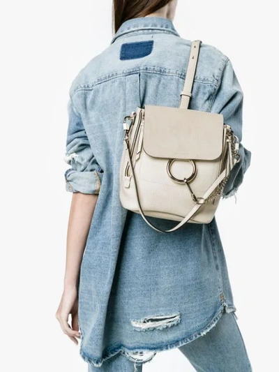 Shop Chloé Off White Faye Medium Leather Backpack