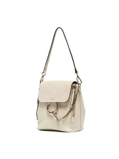 Shop Chloé Off White Faye Medium Leather Backpack