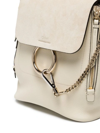 Shop Chloé Off White Faye Medium Leather Backpack