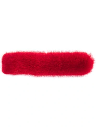 OFF-WHITE FUR BAG STRAP - 红色