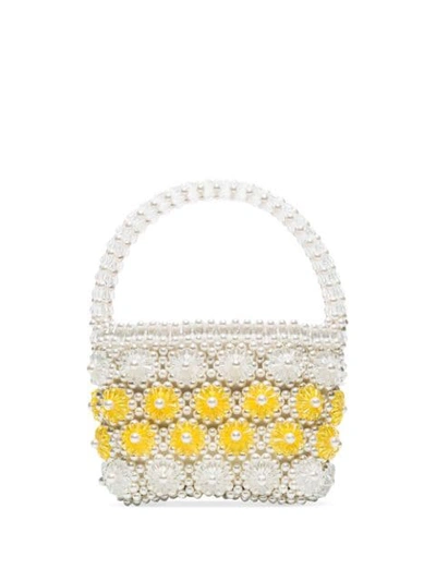 Shop Shrimps Shelly Beaded Tote Bag In Cream Yellow