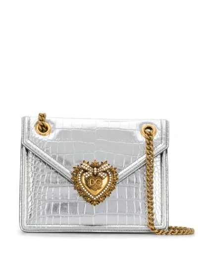 Shop Dolce & Gabbana Devotion Medium Shoulder Bag In Grey