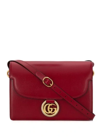 Shop Gucci Logo Plaque Shoulder Bag In Red