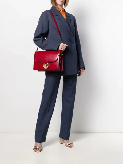 GUCCI LOGO PLAQUE SHOULDER BAG - 红色