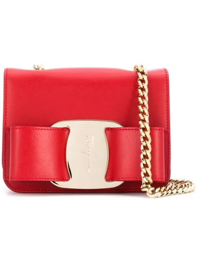 Shop Ferragamo Salvatore  Vara Mini Shoulder Bag - Red
