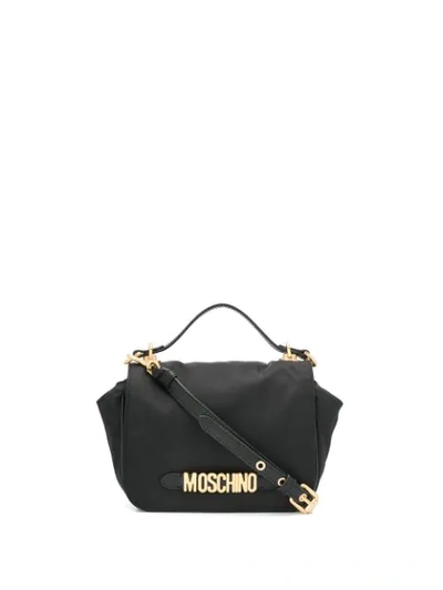 Shop Moschino Logo Plaque Crossbody Bag In Black