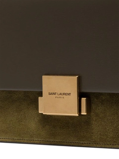 Shop Saint Laurent Green Bellechasse Medium Suede And Leather Satchel - Brown