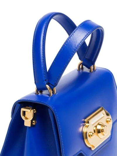 Shop Dolce & Gabbana Blue Welcome Small Leather Tote