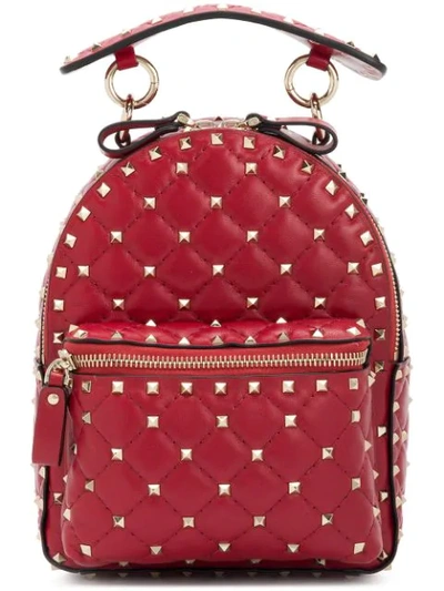 Shop Valentino Garavani Rockstud Backpack In Red