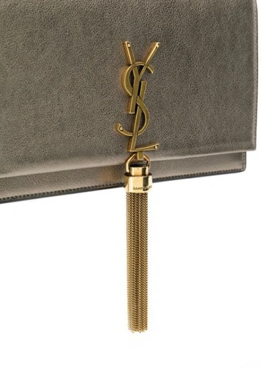 Shop Saint Laurent Kate Chain Wallet In Metallic