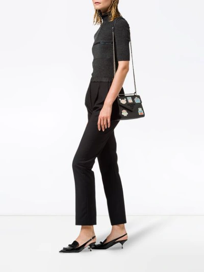 Shop Prada Monochrome Logo Shoulder Bag - Black