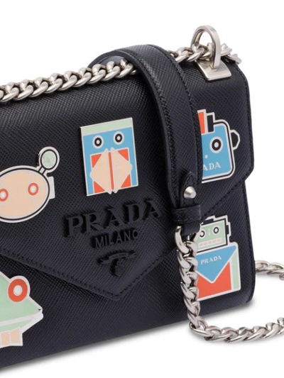 Shop Prada Monochrome Logo Shoulder Bag - Black