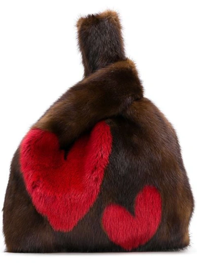 Shop Simonetta Ravizza Fluffy Hearts Tote Bag - Brown