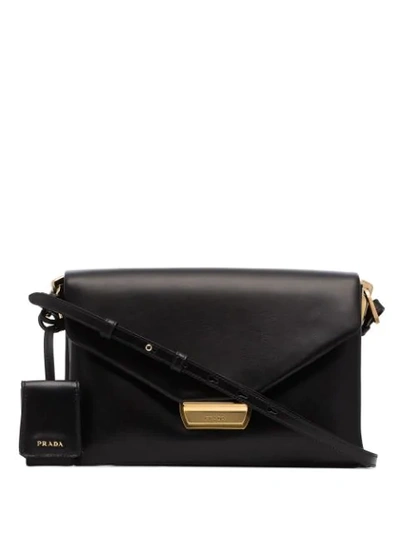 Shop Prada Foldover Shoulder Bag In Black