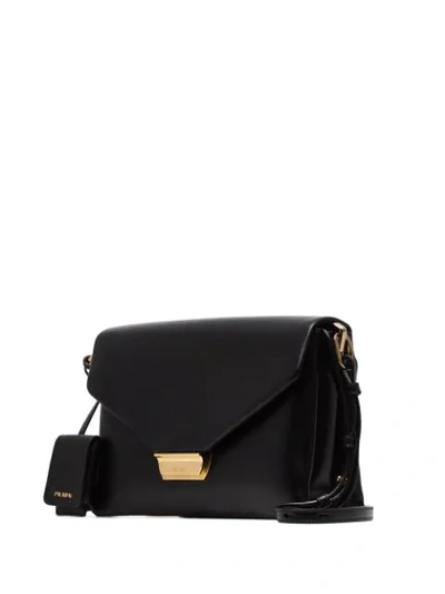 Shop Prada Foldover Shoulder Bag In Black