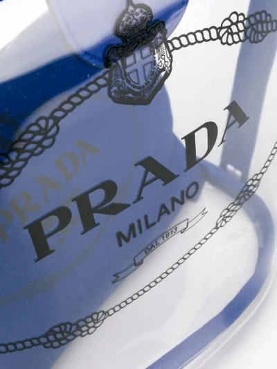 Shop Prada Clear Logo Tote In Blue