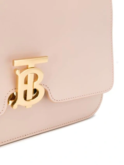 Shop Burberry Medium Leather Tb Shoulder Bag In 粉色