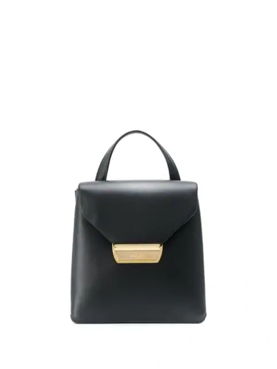 Shop Prada Logo Plaque Mini Backpack In Black