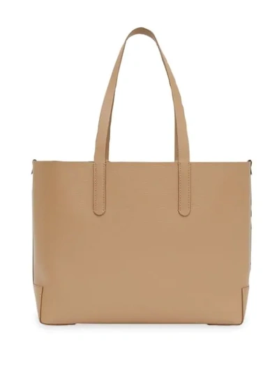 Shop Burberry Embossed Monogram Motif Leather Tote In Neutrals
