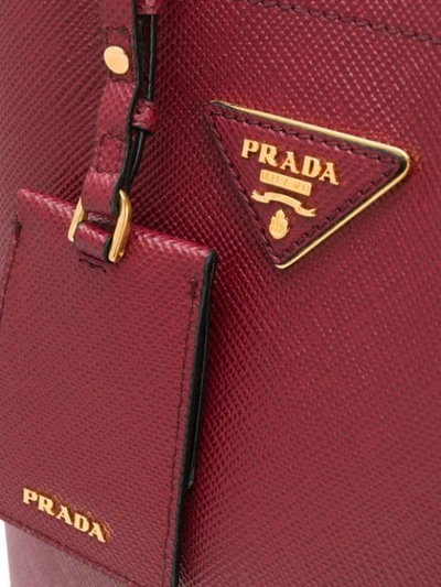 Shop Prada Top Handle Bucket Bag In Red