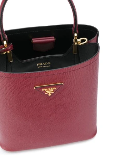 Shop Prada Top Handle Bucket Bag In Red