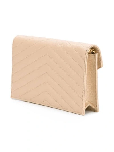 Shop Saint Laurent Quilted Envelope Shoulder Bag In Neutrals