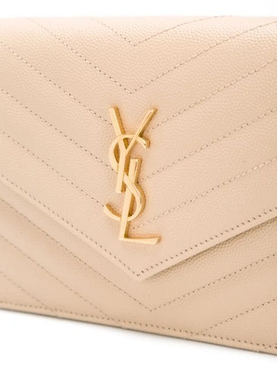 Shop Saint Laurent Quilted Envelope Shoulder Bag In Neutrals