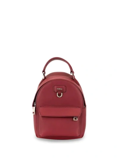 Shop Furla Logo Plaque Mini Backpack In Red