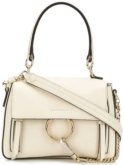 Shop Chloé Mini Faye Day Shoulder Bag In White