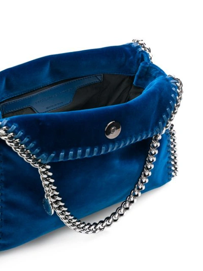 Shop Stella Mccartney Velvet Falabella Crossbody Bag - Blue