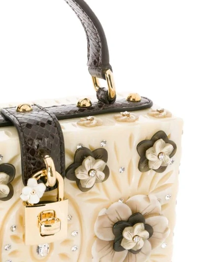 Shop Dolce & Gabbana Floral Embellished Dolce Box Bag In Nude