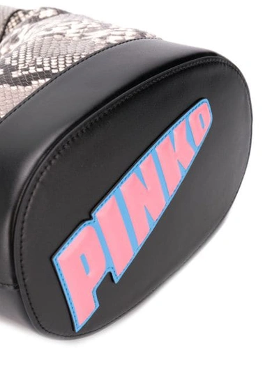 Shop Pinko Phyton Skin Bucket Bag In Grau