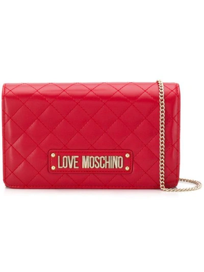 LOVE MOSCHINO QUILTED SHOULDER BAG - 红色